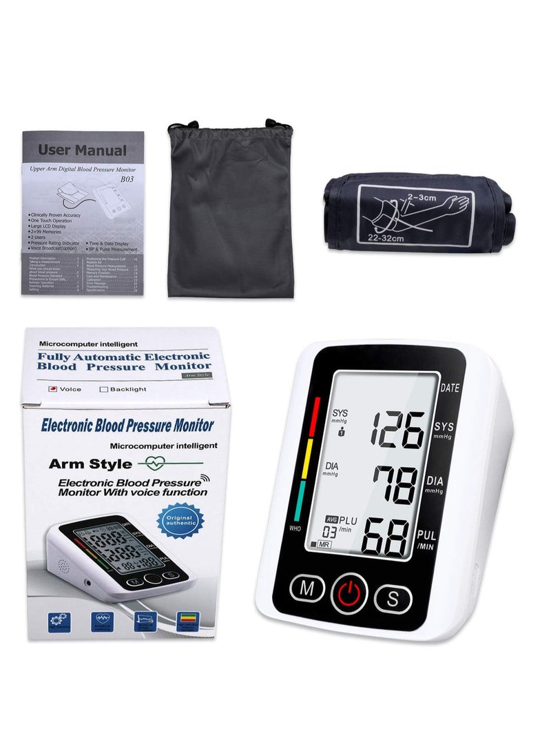 Hulami - Blood Pressure Monitor - Automatic BP Monitor for Home Use, Cuff Digital BP Machine with LED Backlit Display, Voice Broadcast, 2x99 Memory - Image 1