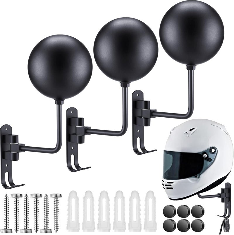 Shimeyao Motorcycle Helmet Racks Wall Mount with 2 Metal Hooks (3 Pack) - Image 1