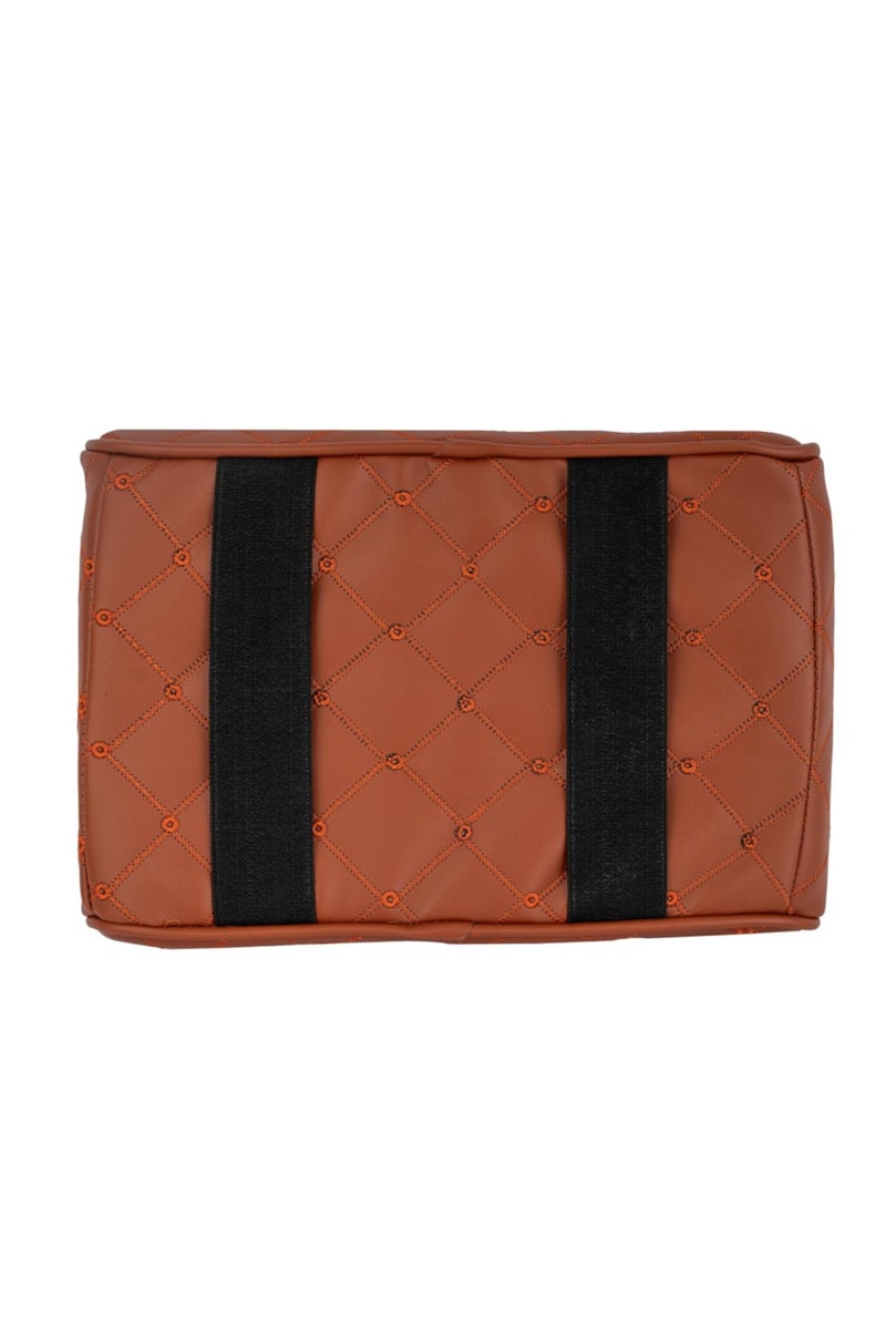 وسادة مسند ذراع السيارة الجلدية المبطنة الفاخرة - وسادة وحدة التحكم المركزية من جلد البولي يوريثان مع إسفنج الذاكرة، وتصميم غير قابل للانزلاق، وملاءمة عالمية للسيارات وسيارات الدفع الرباعي والشاحنات (بني) - Image 2