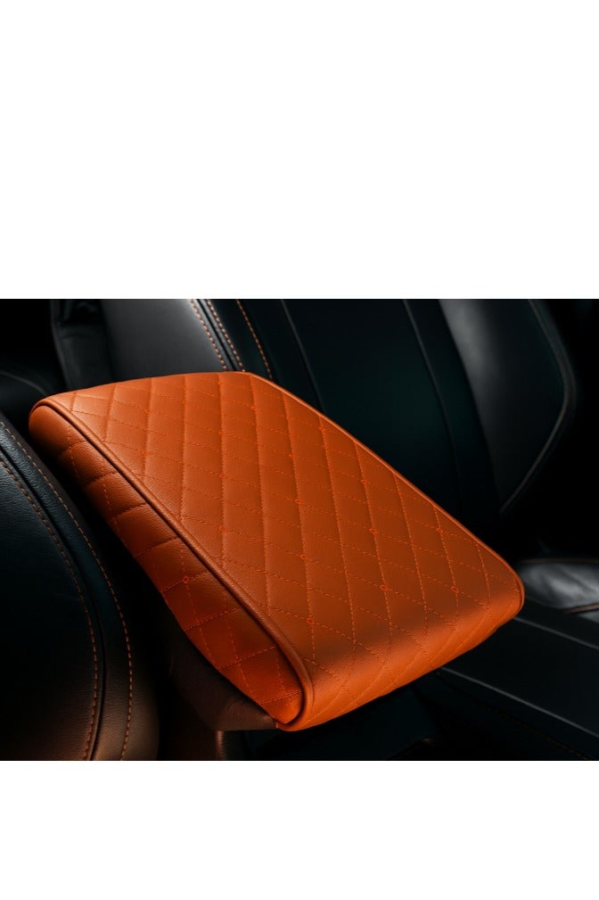 وسادة مسند ذراع السيارة الجلدية المبطنة الفاخرة - وسادة وحدة التحكم المركزية من جلد البولي يوريثان مع إسفنج الذاكرة، وتصميم غير قابل للانزلاق، وملاءمة عالمية للسيارات وسيارات الدفع الرباعي والشاحنات (بني) - Image 3