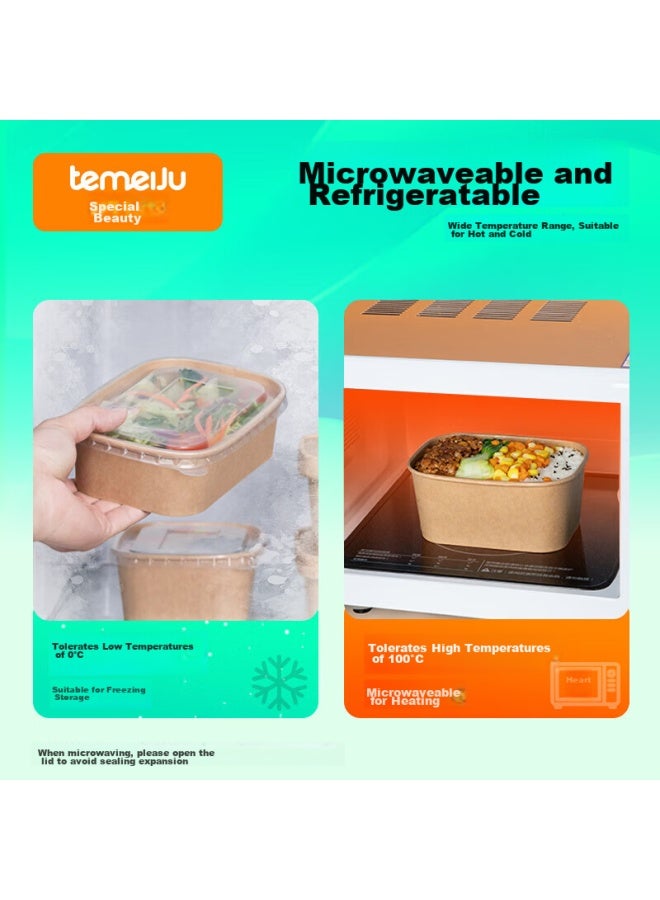 Temeiju Disposable Food Containers, Kraft Paper Picnic Boxes, Thickened Biodegradable Takeout Boxes With Lids, Camping Utensils, 20 Sets, 1000 Pieces - Image 5