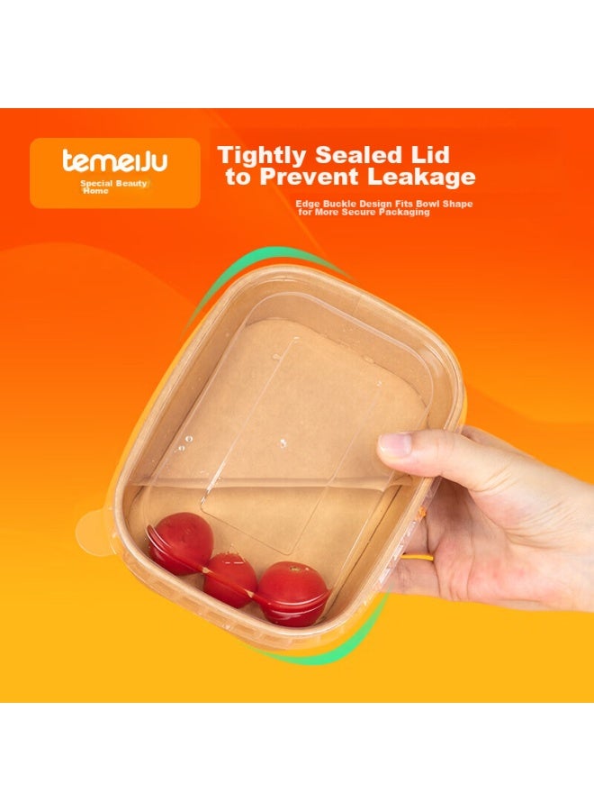 Temeiju Disposable Food Containers, Kraft Paper Picnic Boxes, Thickened Biodegradable Takeout Boxes With Lids, Camping Utensils, 20 Sets, 1000 Pieces - Image 4