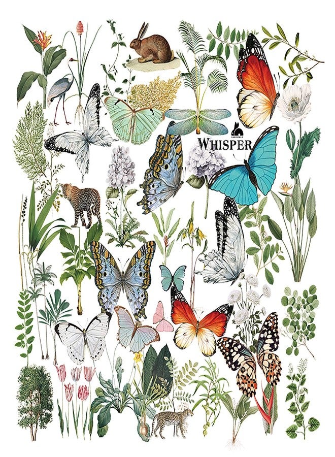 Doraking ملصقات دوراكينج 50 قطعة من النباتات الاستوائية العتيقة والفراشات والنباتات الخضراء لتزيين الكمبيوتر المحمول وسجل القصاصات، ملصقات دوراكينج الفراشات العتيقة بدون تكرار - Image 1