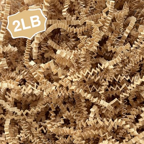 Corlcol 2LB Crinkle Cut Paper Shred Filler for Bag Gift Box Basket Confetti Paper Shreded Stuffing Decoration for Christmas Day Holiday PartyKraft - Image 1