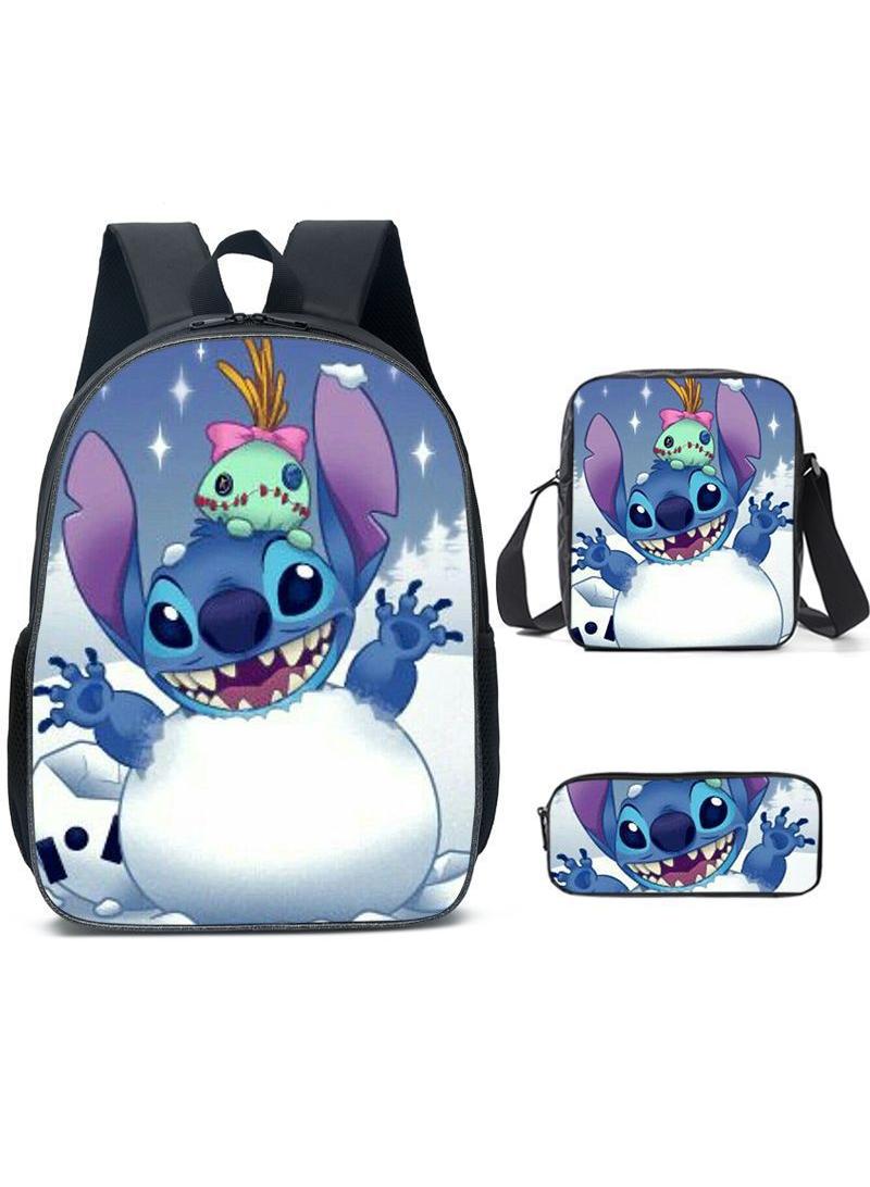 general 3-Piece Cartoon Stitch 3D Print Backpack Set - Image 1