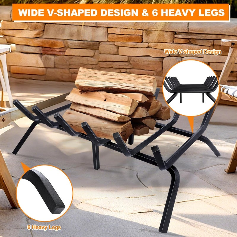 Loquat Fireplace Grate,Fireplace Log Holder,24 inch Heavy Duty Solid Cast Iron FIrewood Log Burning Rack for Inside The Fireplace Accessories Outood Fire Pit Kindling Fireplace Tools - Image 5