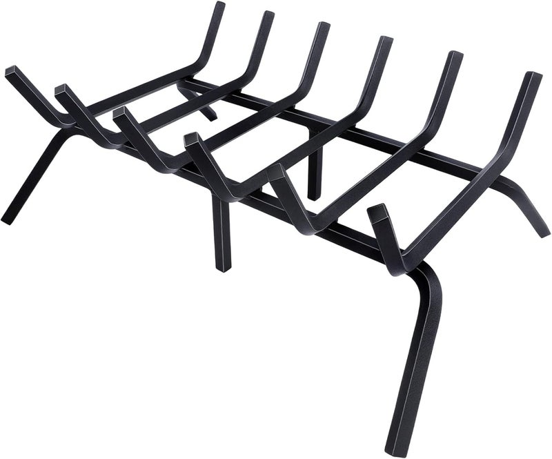 Loquat Fireplace Grate,Fireplace Log Holder,24 inch Heavy Duty Solid Cast Iron FIrewood Log Burning Rack for Inside The Fireplace Accessories Outood Fire Pit Kindling Fireplace Tools - Image 1