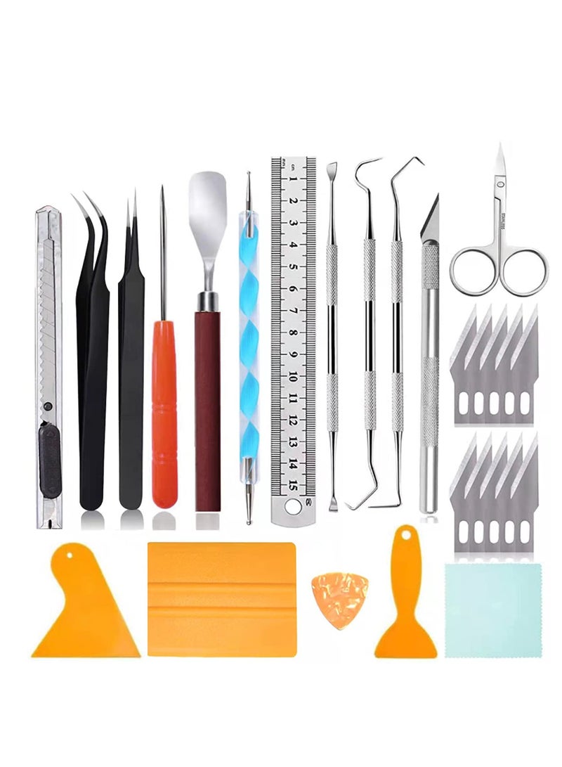 SOLARAE Craft Tools Set, Vinyl Weeding Tools, Craft Basic Set, Craft Vinyl Tools Kit for Silhouettes/Cameos/Lettering/Cutting/Splicing 27 Pcs - Image 1