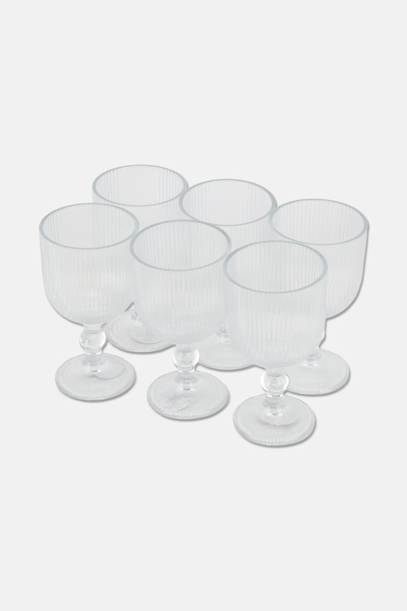 Muy Mucho Textured 6 Pieces Cystal Glass 360 ml, Transparent - Image 1