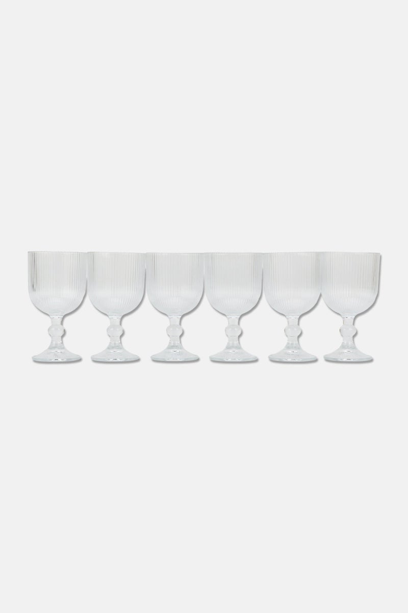 Muy Mucho Textured 6 Pieces Cystal Glass 360 ml, Transparent - Image 2