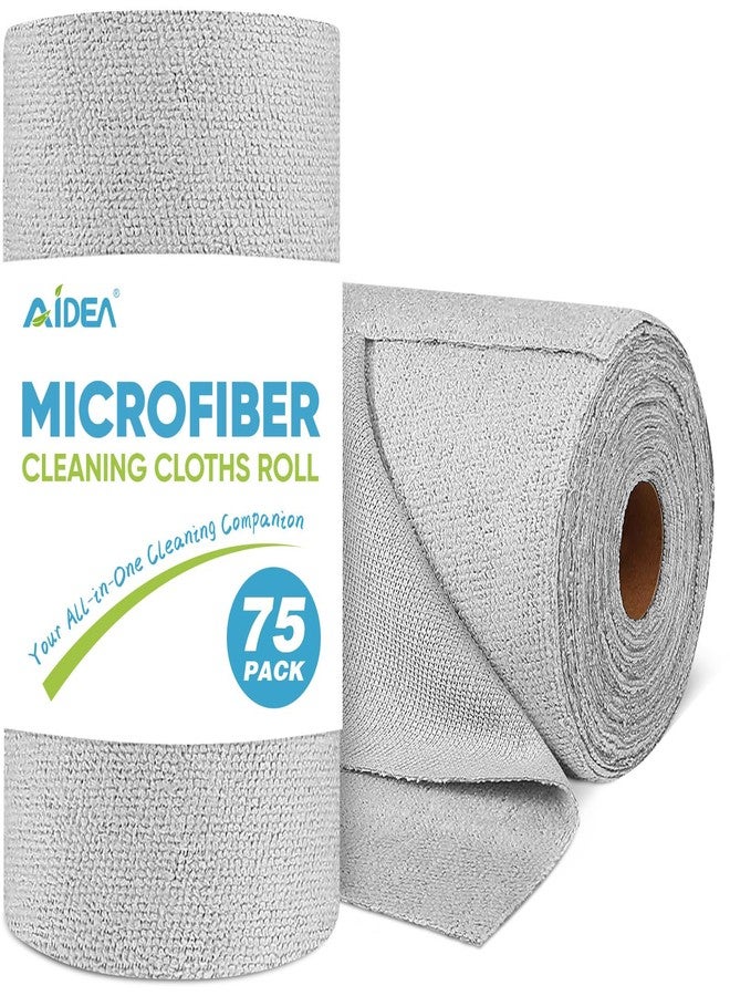 AIDEA Microfiber Cleaning Cloth Roll, Grey 75PK, Reusable Paper Towels Tear Away Cloth, Microfiber Towels for Cars, Wash Cloths, Lint Free Rags for House, Kitchen,Window,Cleaning Supplies 11.5"×11.5" - Image 1