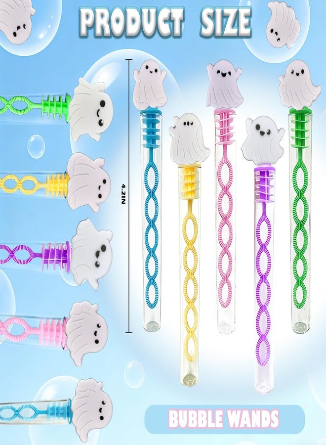 Roaqua 24 Packs Bulk Mini Halloween Ghosts Shape Bubble Wands,School Student Holiday Party Supply,Halloween Party Favors - Image 2