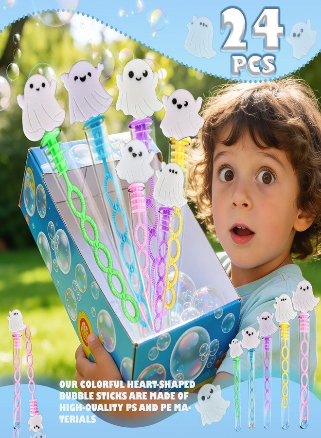 Roaqua 24 Packs Bulk Mini Halloween Ghosts Shape Bubble Wands,School Student Holiday Party Supply,Halloween Party Favors - Image 4