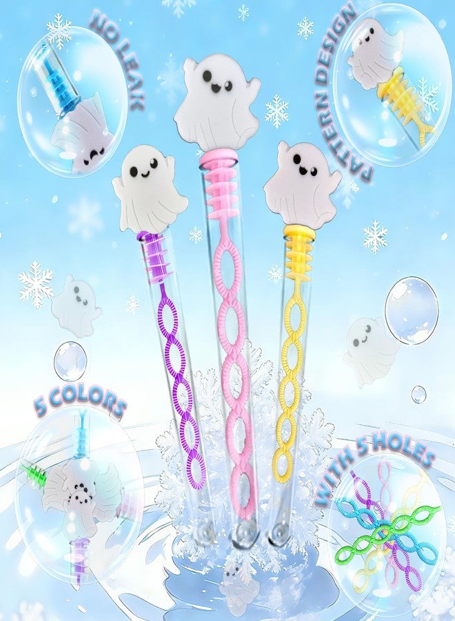 Roaqua 24 Packs Bulk Mini Halloween Ghosts Shape Bubble Wands,School Student Holiday Party Supply,Halloween Party Favors - Image 3
