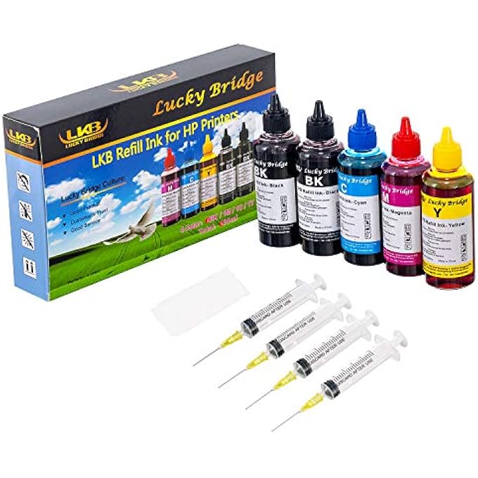 5X100ML (500ML) REFILL INK KIT FOR HP 950 951 60 61 952 902 901 61 60 62 63 21 22 920 940 934 564 932 933 711 970 971 92 94 95 96 97 CARTRIDGE OR CIS CISS SYSTEM 4 COLOR SET -US (2BK, M C Y) - Image 1