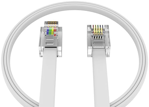 AMZ Pro AmzPRO AmzDeals 2-Pack 4 Feet White Telephone Cable 6P4C RJ11 Male to Male, Made in USA Pro Grade Phone Line Cord - Image 5