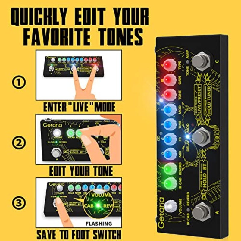 Guitar Effects Pedal with Portable Multi-Effects Processor with IR Charging, Edition, Storage, Bluetooth, Recording, Tuner, 3.5mm Headphones/Amplifier, Built-in Battery - Image 4