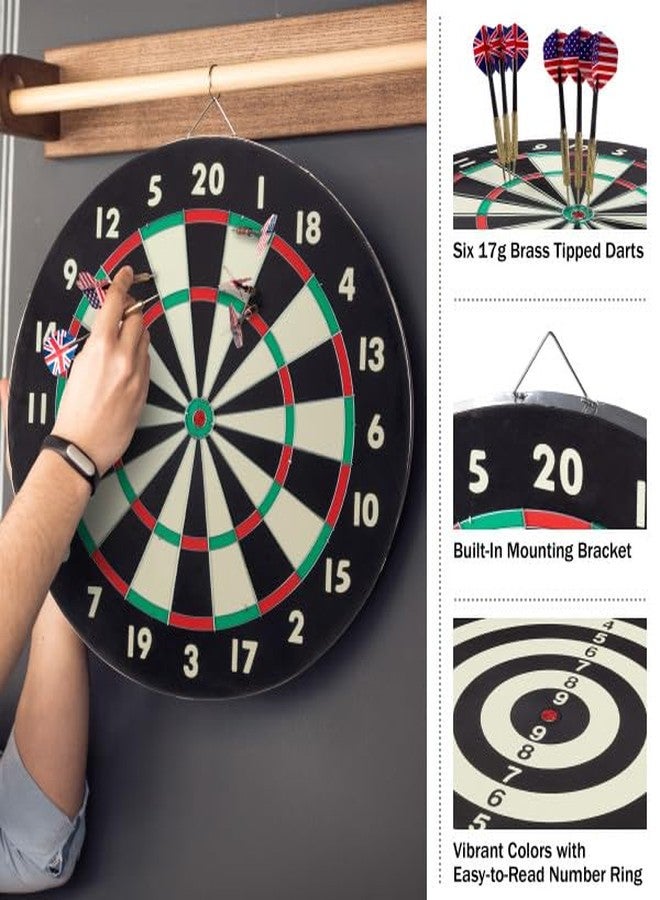 Trademark Games Paper Wound Dart Board – Indoor Hanging 20-Point Darts and Target Bullseye Game – Comes with Six 17g Brass Tipped Darts by Trademark Games - Image 2
