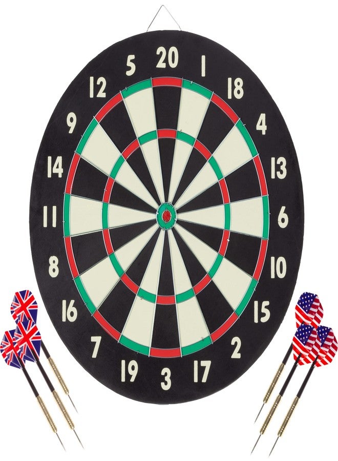 Trademark Games Paper Wound Dart Board – Indoor Hanging 20-Point Darts and Target Bullseye Game – Comes with Six 17g Brass Tipped Darts by Trademark Games - Image 1