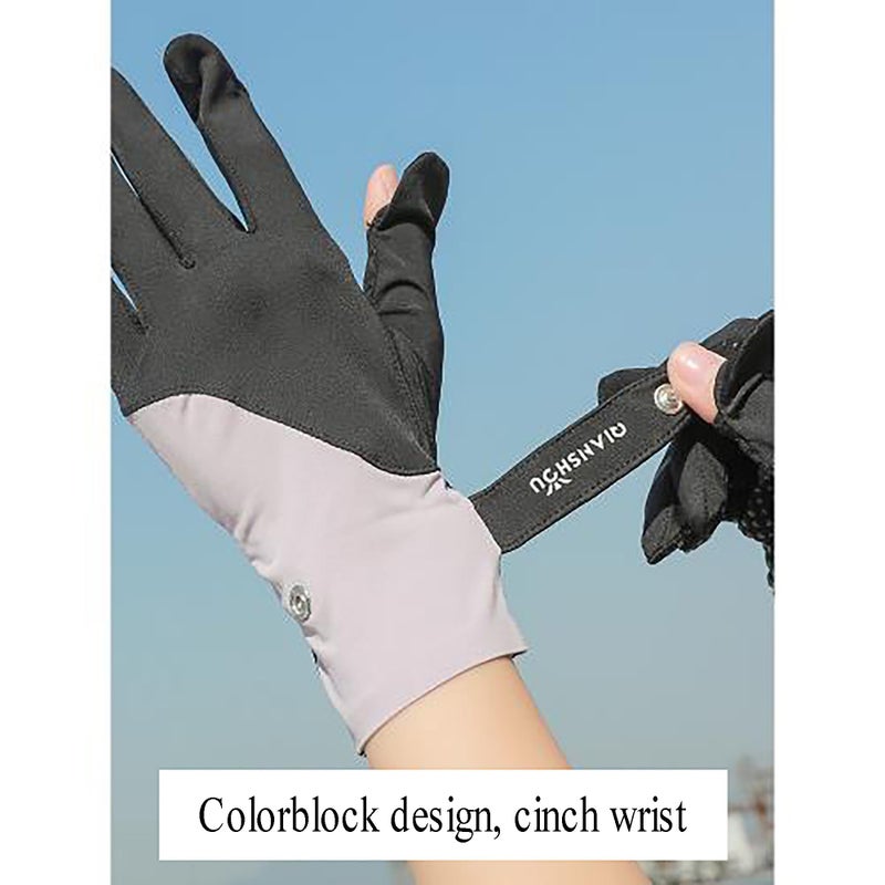 CXQRR Ice Silk Driving Gloves Women UV Protection Summer Gloves Non-Slip Full Finger Outdoor Cyling - Image 3