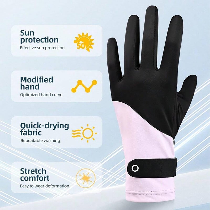 CXQRR Ice Silk Driving Gloves Women UV Protection Summer Gloves Non-Slip Full Finger Outdoor Cyling - Image 2