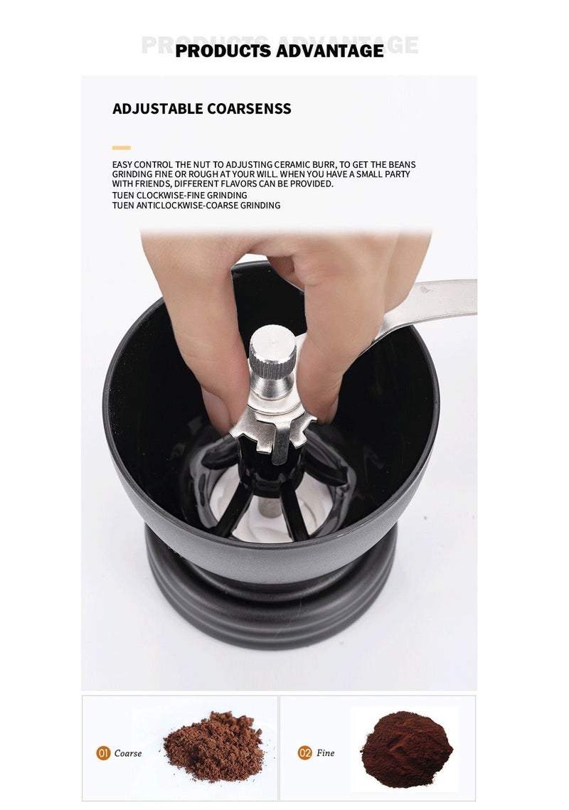 Glass Hand-Cranked Coffee Grinder Set, Manual Coffee Grinder with One Clean Brush and Spoon - Image 4