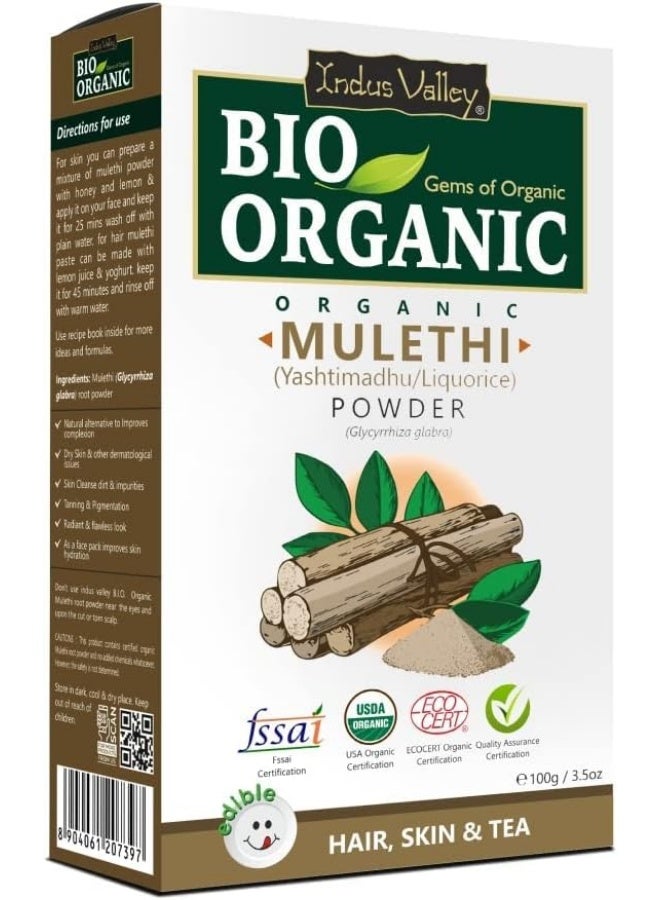 INDUS VALLEY Bio Organic 100% Natural Licorice Root Powder for Skin Whitening & for Hair - Image 1