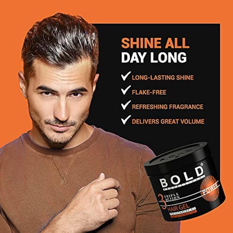Bold Professional Triple Action Strong Hair Gel - Pro Vitamin B5 - Long-Lasting Shine - Power - 250 Ml - Image 2