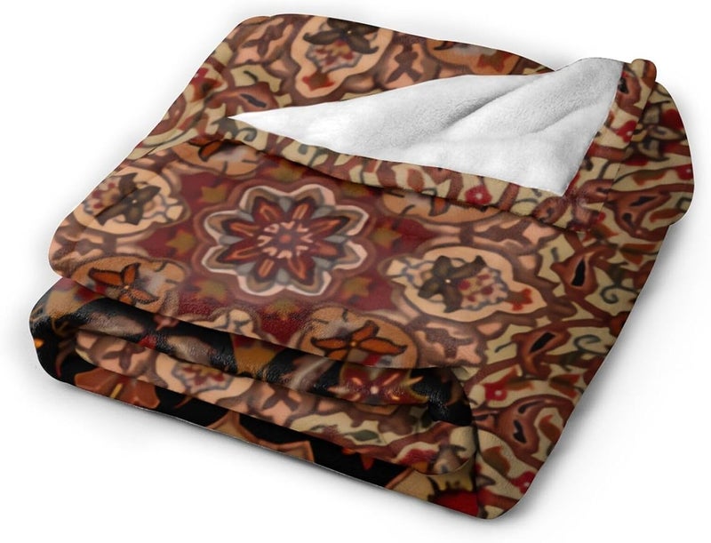 Eastern Accent Vintage Persian Pattern Flannel 50"X40" Blanket - Soft and Light All Season Comfort Blanket - Travel, Home Décor - Image 2