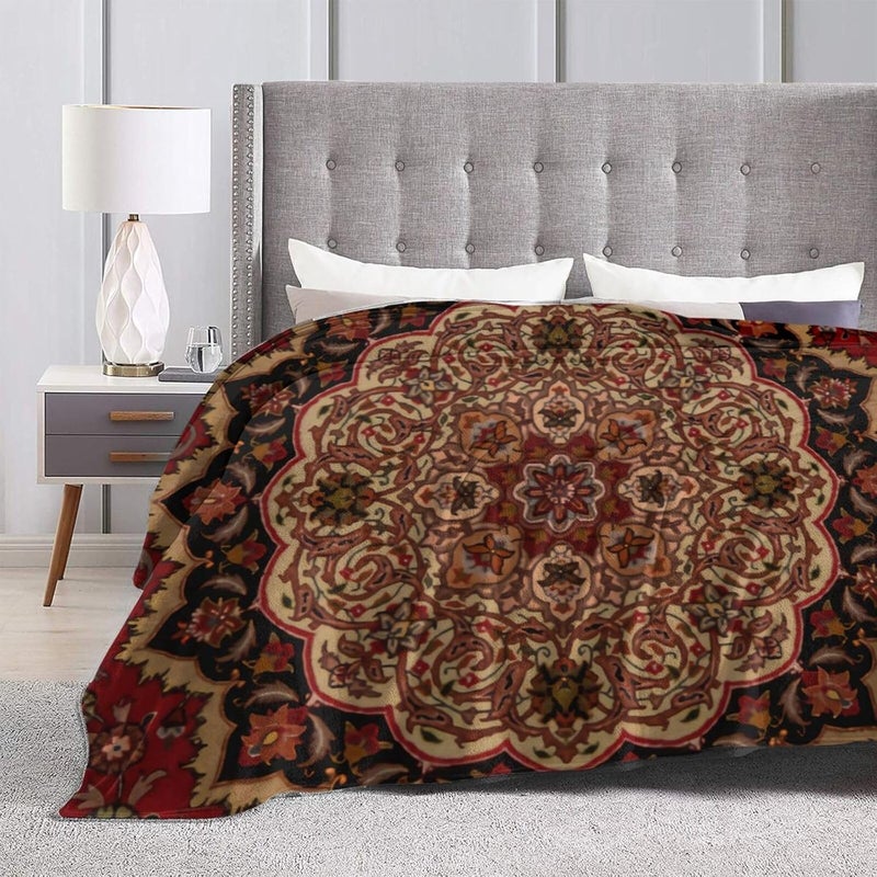 Eastern Accent Vintage Persian Pattern Flannel 50"X40" Blanket - Soft and Light All Season Comfort Blanket - Travel, Home Décor - Image 4
