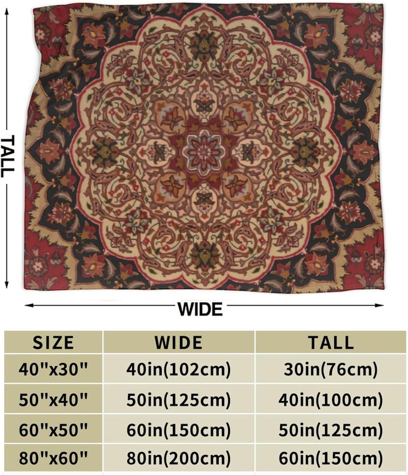 Eastern Accent Vintage Persian Pattern Flannel 50"X40" Blanket - Soft and Light All Season Comfort Blanket - Travel, Home Décor - Image 3