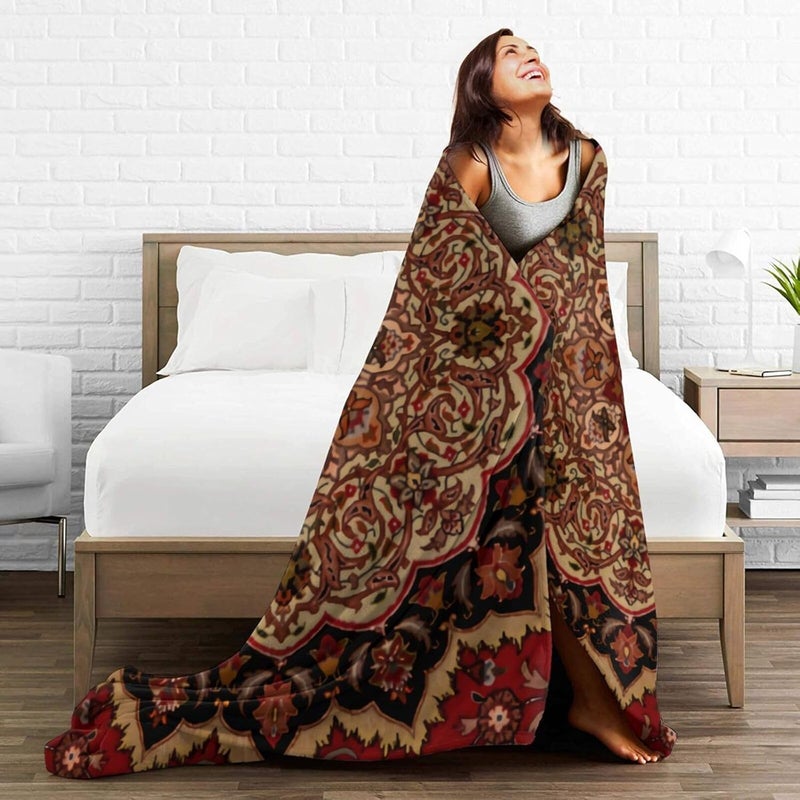 Eastern Accent Vintage Persian Pattern Flannel 50"X40" Blanket - Soft and Light All Season Comfort Blanket - Travel, Home Décor - Image 5