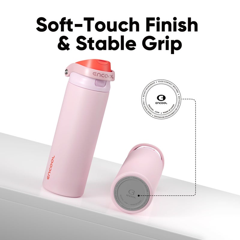 ENCOOL Leakproof Insulated Water Bottle with Straw Dual-Sip Water Bottle Bag-Safe Design for Work, Commute & Gym â€“ Keeps Drinks Cold All Day, 32 oz, Lychee Pink - Image 5