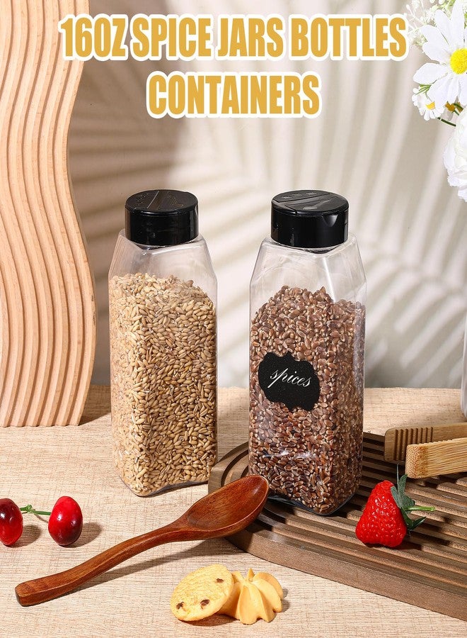 مولين مجموعة مولين من 28 برطمان توابل بلاستيكي سعة 16 أونصة مع أغطية هزازة، زجاجات توابل مربعة بلاستيكية قابلة لإعادة الاستخدام، برطمانات توابل كبيرة، زجاجة شفافة للمساحيق والتوابل والبريق. - Image 5