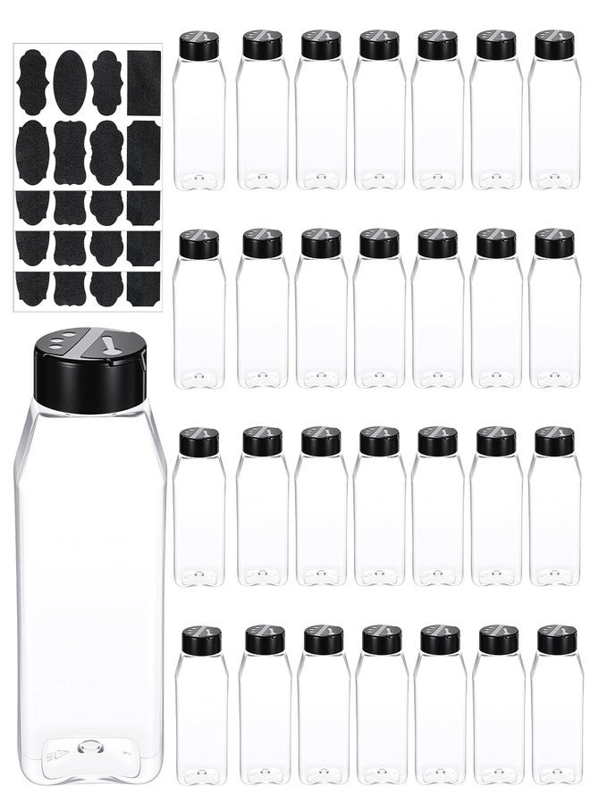 مولين مجموعة مولين من 28 برطمان توابل بلاستيكي سعة 16 أونصة مع أغطية هزازة، زجاجات توابل مربعة بلاستيكية قابلة لإعادة الاستخدام، برطمانات توابل كبيرة، زجاجة شفافة للمساحيق والتوابل والبريق. - Image 1