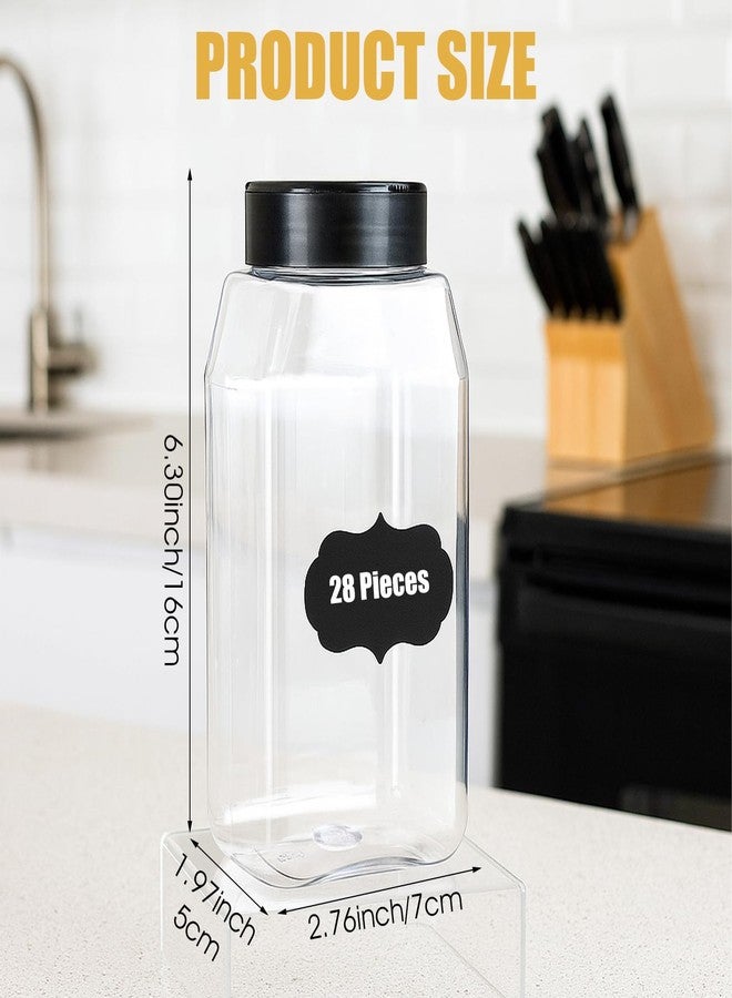 مولين مجموعة مولين من 28 برطمان توابل بلاستيكي سعة 16 أونصة مع أغطية هزازة، زجاجات توابل مربعة بلاستيكية قابلة لإعادة الاستخدام، برطمانات توابل كبيرة، زجاجة شفافة للمساحيق والتوابل والبريق. - Image 2