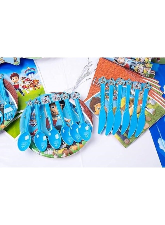 Children's Birthday Party Supplies, Birthday Decoration Supplies Set, Children's Birthday Themed Tableware with Cutlery and Plates - Image 3