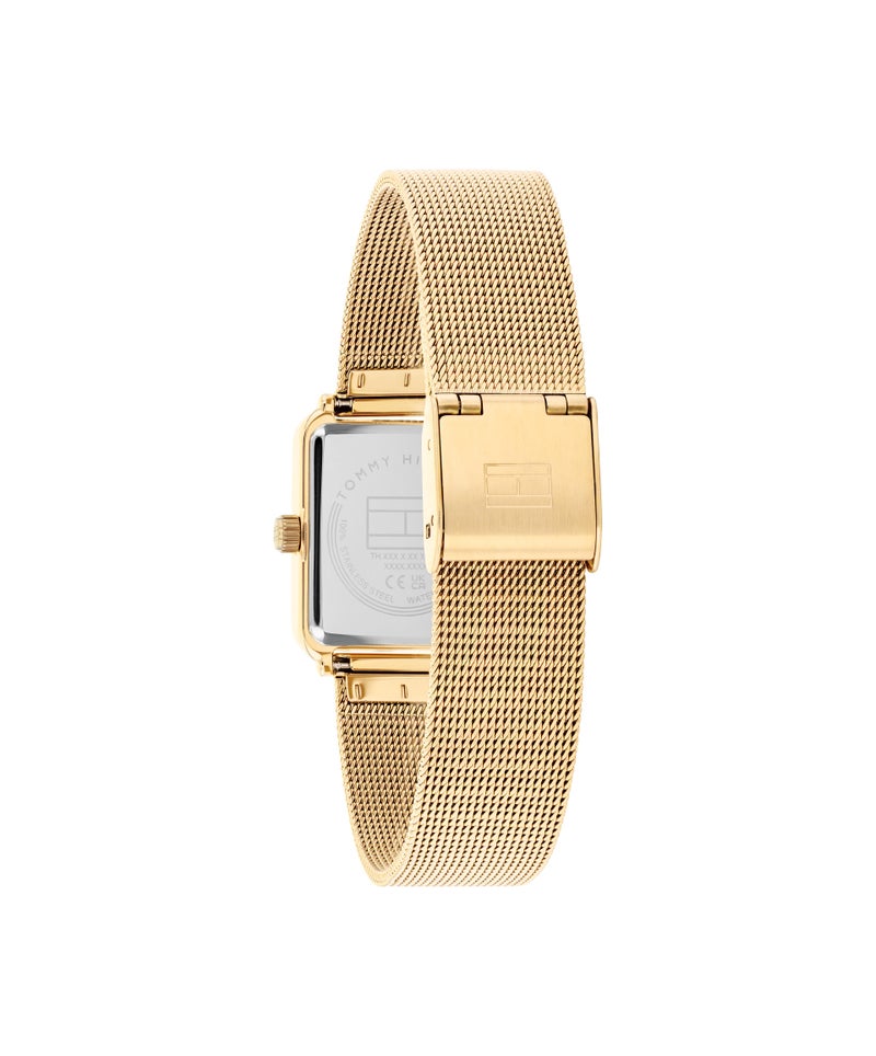 TOMMY HILFIGER Rectangle Analog Women'S Ionic Plated Thin Gold Steel And Crystals Case  Watch - Image 2
