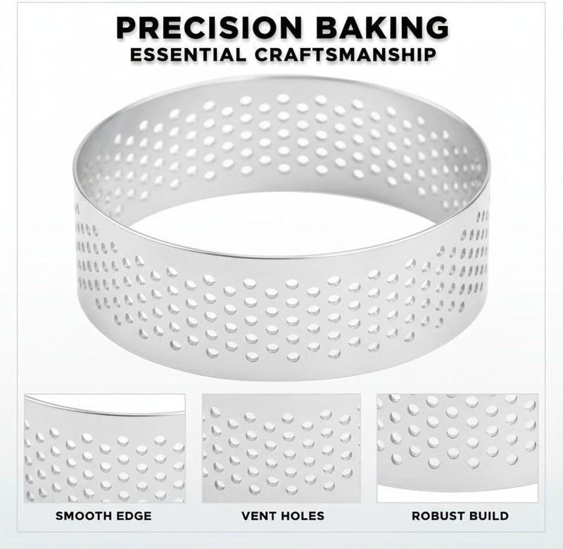 14 Pcs Perforated Tart Rings Set, 2 in Stainless Steel Round Mousse Tart Rings, 0.8 mm Thick with Vent Holes, Cake Ring Molds for Baking Desserts - Image 4