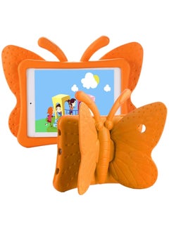 iPad case for Kids, 3D Cartoon Butterfly Non-Toxic EVA Light Weight Kid Proof Shockproof case with Kickstand for ipad 5/ ipad 6 /ipad pro 9.7/ New iPad 2017 case (Orange)