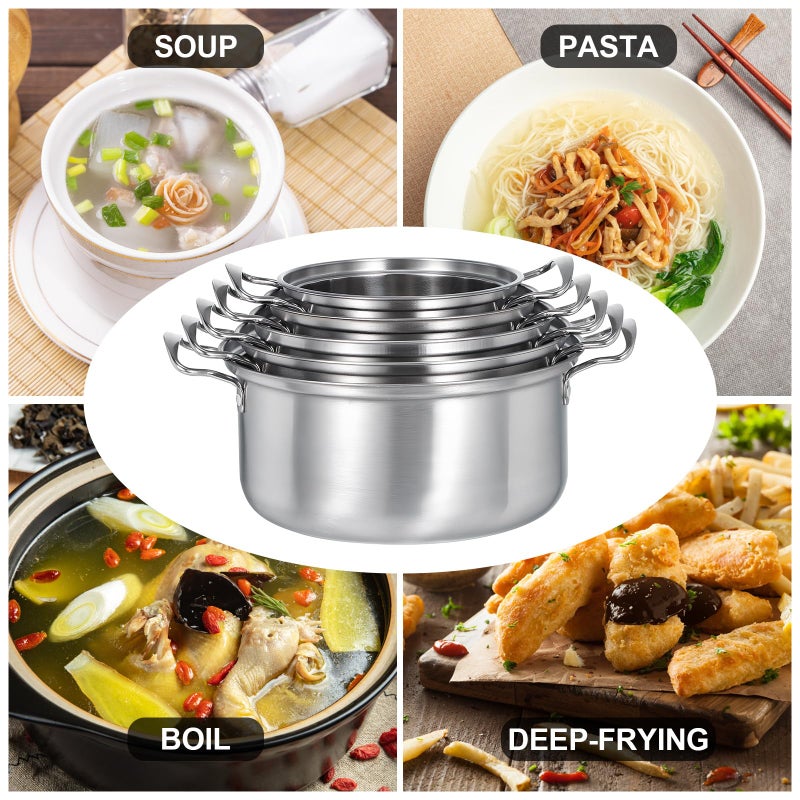 5 Piece Stainless Steel Induction Stock Pot Set With Glass Lids And Double Handles - Image 5