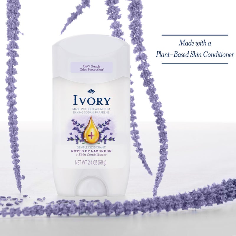 Ivory Aluminum Free Deodorant, Hint of Lavender, 24hr Gentle Deodorant, Dermatologist Tested, Baking Soda Free, Paraben Free, 2.4oz (Pack of 6) - Image 5