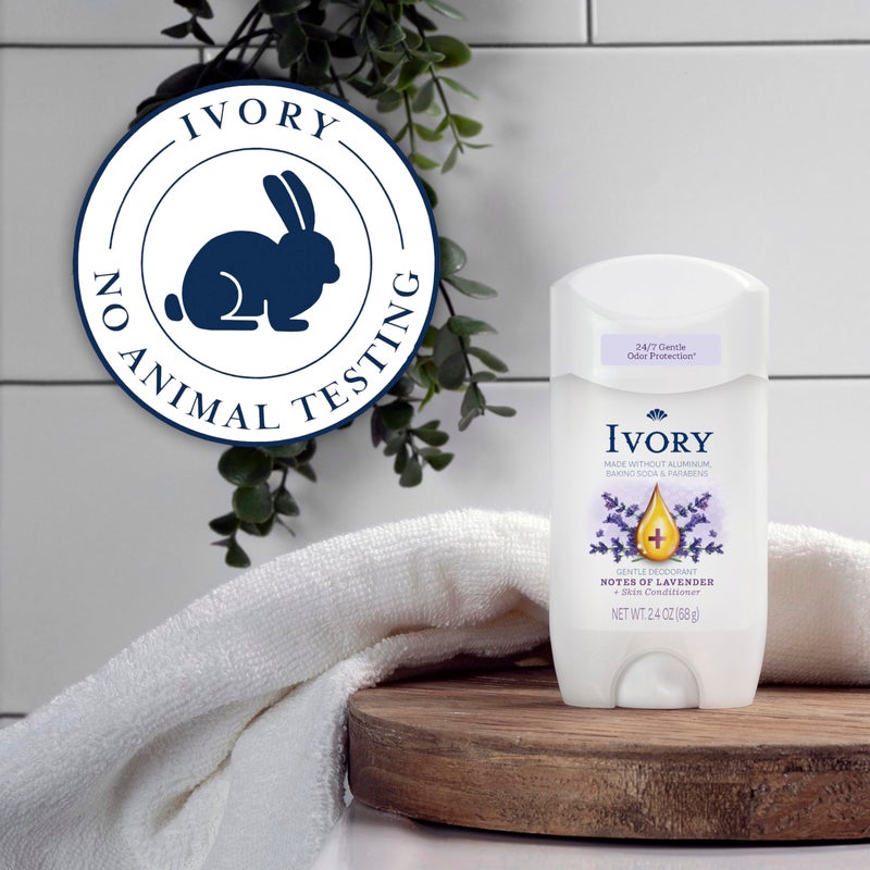 Ivory Aluminum Free Deodorant, Hint of Lavender, 24hr Gentle Deodorant, Dermatologist Tested, Baking Soda Free, Paraben Free, 2.4oz (Pack of 6) - Image 4