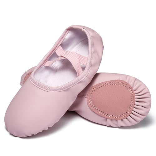 Dynadans Soft Leather Ballet Shoes/Ballet Slippers/Dance Shoes for Girls and Boys (Toddler/Little/Big Kid/Women)-Pink-13.5M Little Kid - Image 1