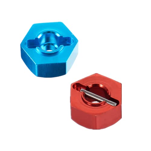 UURCSKY 8pcs/Set Aluminum 12mm Wheel Hex Hubs Drive Adapter 5mm Thickness with 2x10mm pins for Redcat Axial HSP WLtoys Himoto Truck Model Car Upgrade Parts(Blue+Red) - Image 5