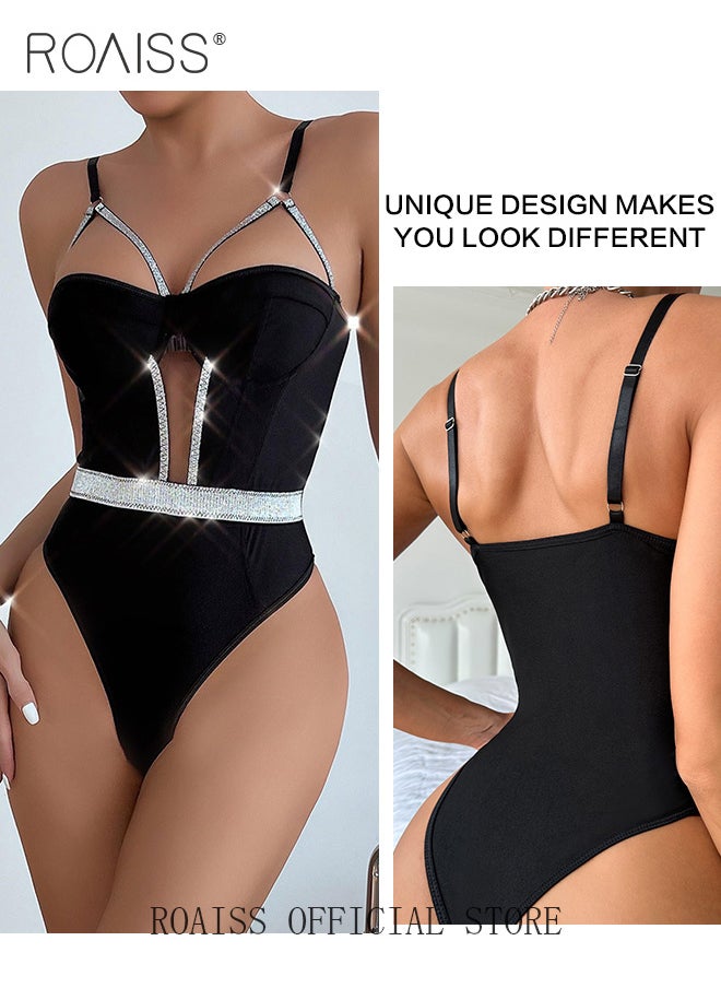 One Piece Rhinestone Decor Lingerie Set for Women Hollow out Spaghetti Strap Stitching See Through Underwear Suit Ladies Slim Fit Waisted Bodysuit with Fancy Dressing Design - pzsku/Z573EDDC7DD55EF44FD1FZ/45/_/1729306704/36b9d25a-aabf-40e3-ae94-7ba9e5eecbd2