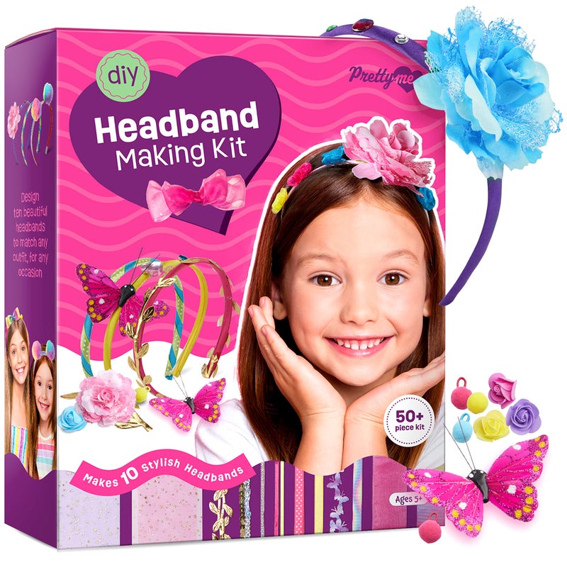 Pretty Me Headband Making Kit for Girls - Make Your Own Fashion Headbands for Kids - DIY Hair Accessories Set - Arts & Crafts Easter Gift for Ages 5-12 Year Old Girl - Little Children's Art & Craft Gifts - Image 1