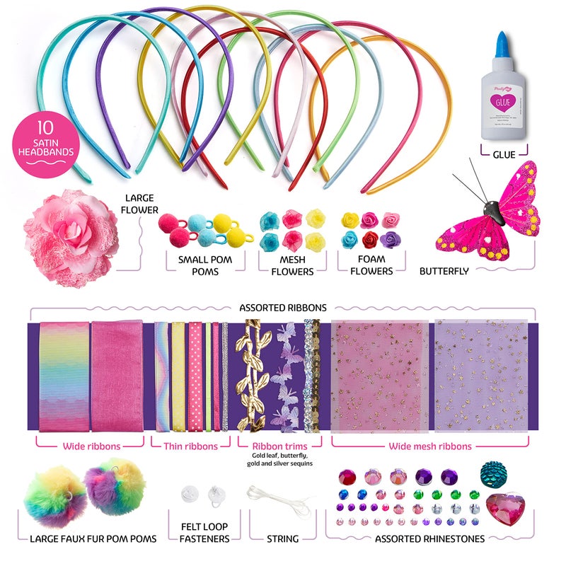 Pretty Me Headband Making Kit for Girls - Make Your Own Fashion Headbands for Kids - DIY Hair Accessories Set - Arts & Crafts Easter Gift for Ages 5-12 Year Old Girl - Little Children's Art & Craft Gifts - Image 5