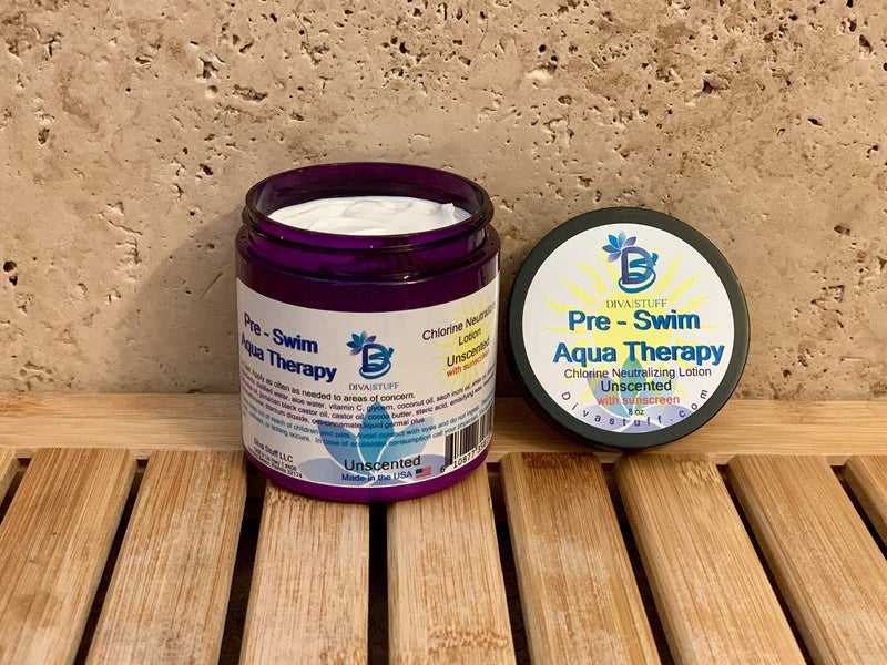 Diva Stuff Pre-Swim Aqua Therapy Chlorine Neutralizing Body Lotion, Protects Skin From Chlorine and Salt Water, 8 oz - Made in the USA, Unscented Sunscreen - Image 2