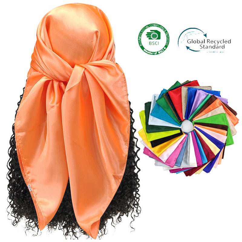 Solid Color New 90 Large Square Silk Imitation Monochrome Large Silk Scarf Hip-Hop Headscarf Net Color Scarf - Image 2